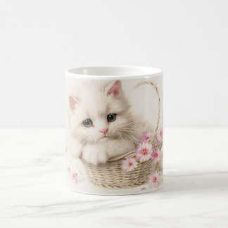 Taza De Café Gatito de la cesta de flores