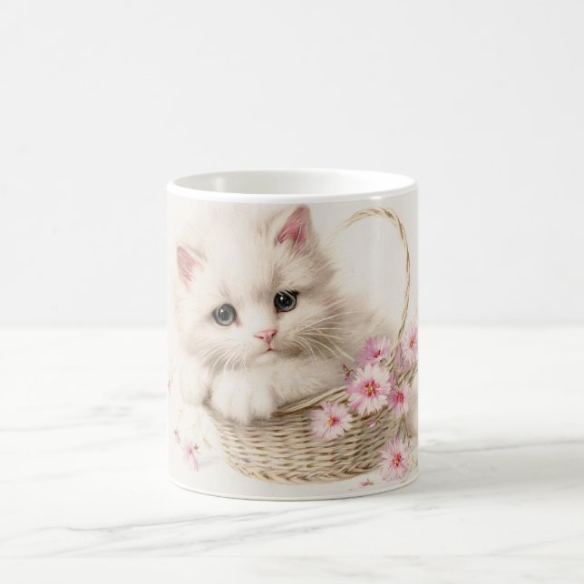 Taza De Café Gatito de la cesta de flores (Centro)