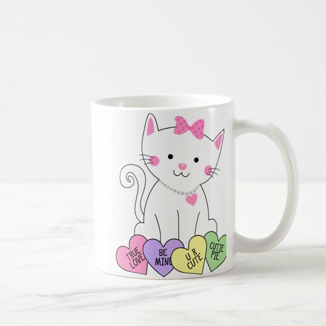 Taza De Café Gatito de la tarjeta del día de San Valentín (Derecha)
