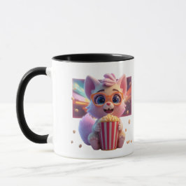 Taza de café gatito de palomitas de maíz linda