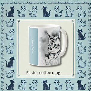 Taza De Café Gatito de Pascua caprichoso en cáscara de huevo fl