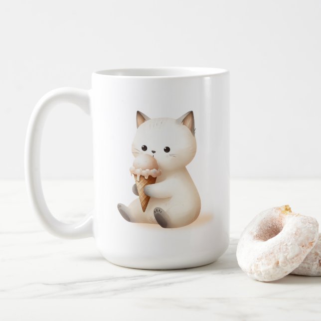 Taza De Café Gatito dulce con crema de hielo (Con donut)