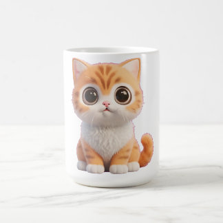 Taza De Café Gatito Naranja Atigrado Adorable Ojos Grandes
