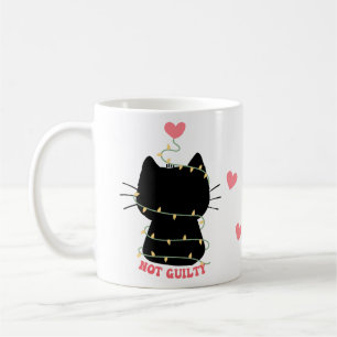 Taza De Café Gatito negro no culpable de enredar con luces