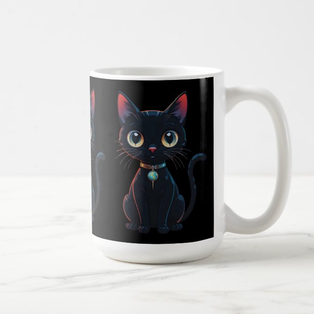 Taza De Café Gatito negro poco espeluznante (Derecha)