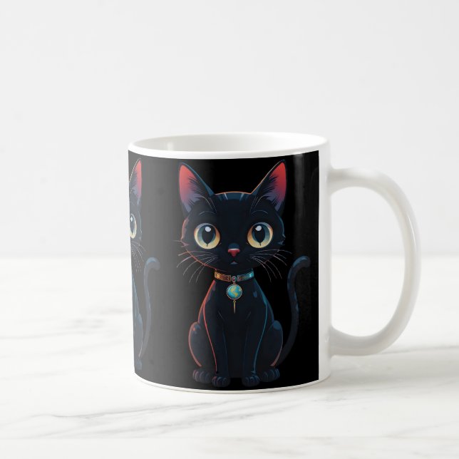 Taza De Café Gatito negro poco espeluznante (Derecha)