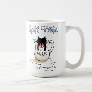 Taza De Café Gatito negro y leche derramada