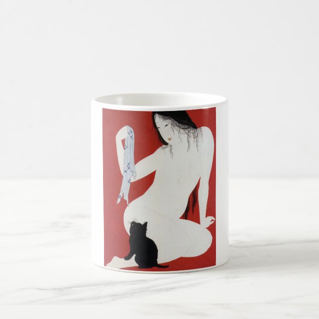 Taza De Café Gatito negro y mujer, Takahashi Shotei (Centro)