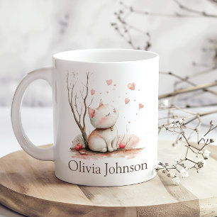 Taza De Café Gatito personalizado con corazón