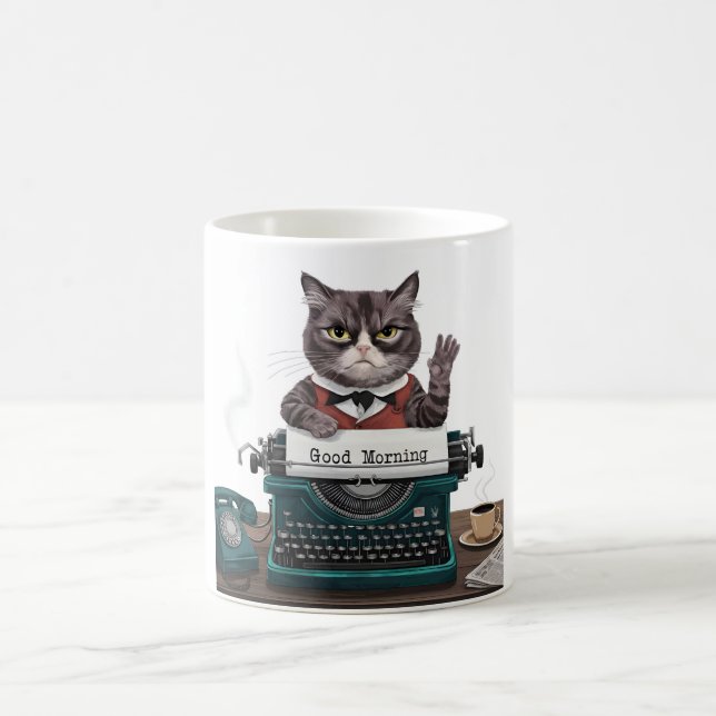 Taza De Café gatito sarcástico - buenos días (Centro)