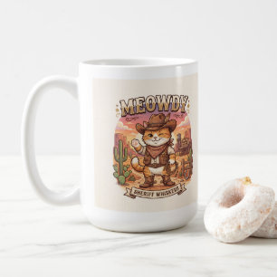 Taza De Café Gatito Vaquero Sheriff Bigotes Meowdy Cute