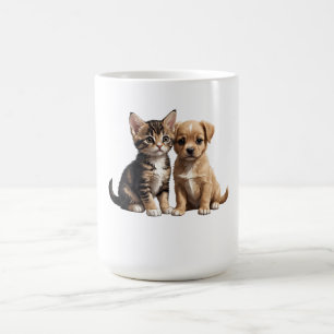 Taza De Café Gatito y cachorro
