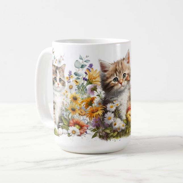 Taza De Café Gatitos Adorables Línea Cerámica Mug (Anverso izquierdo)