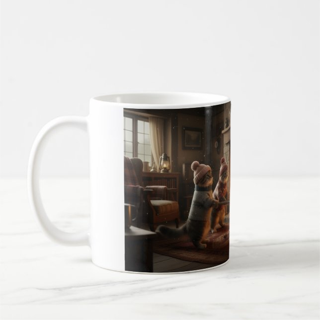 Taza De Café Gatitos de Navidad Asando Castañas (Izquierda)