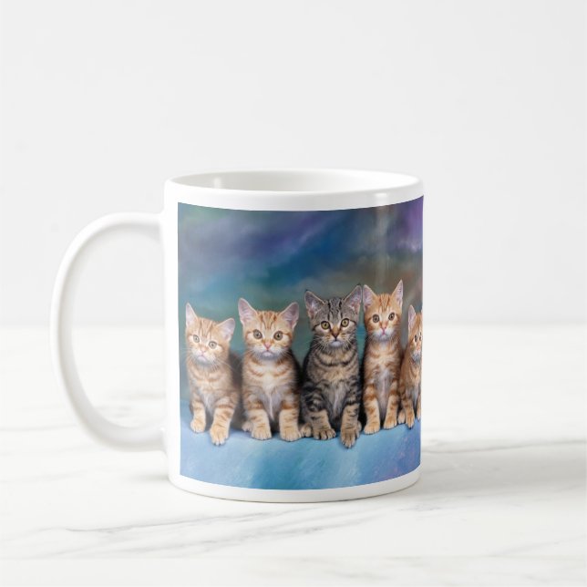 Taza De Café Gatitos en tabby en fila (Izquierda)