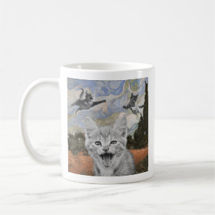 Taza De Café Gatitos locos divirtiéndose Ilustración surrealist