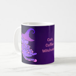 Taza De Café Gatitos morados con Gorras de brujas y estrellas