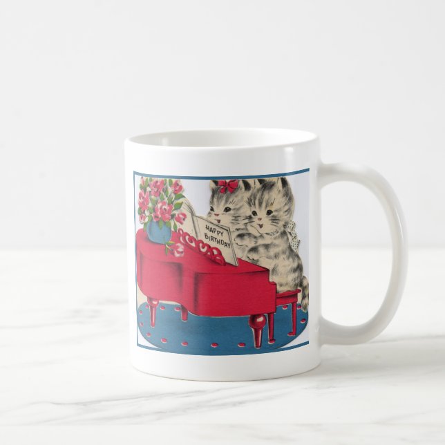 Taza De Café Gatitos musicales del cumpleaños (Derecha)