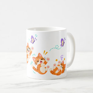Taza De Café Gatitos Naranjas Juguetones