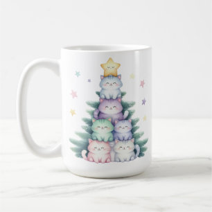 TAZA DE CAFÉ GATITOS PASTEL EN FORMA DE ÁRBOL DE NAVIDAD