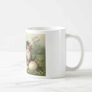 Taza De Café Gatitos retros Pascua de los gatos del arte del