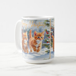 Taza De Café Gatitos Rojos Gatos Lindos En Nieve Feliz Navidad