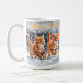 Taza De Café Gatitos Rojos Gatos Lindos En Nieve Feliz Navidad