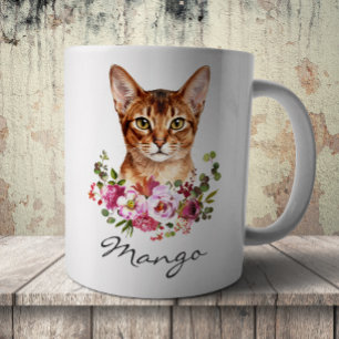 Taza De Café Gato abisinio acuarela