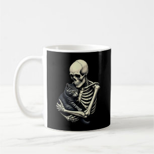 Taza De Café Gato Abrazando Esqueleto Funny Halloween Amante de