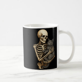 Taza De Café Gato abrazando esqueleto Halloween Amante de gatos