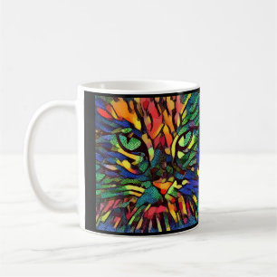 Taza De Café Gato abstracto colorido y de Guay