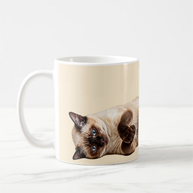Taza De Café Gato Acogedor Siames (Izquierda)
