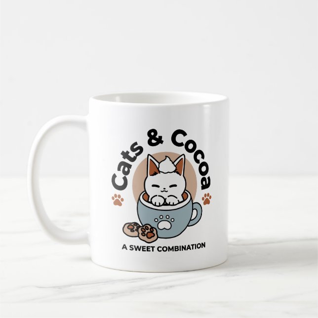 Taza De Café Gato adorable en diseño de vacaciones de peluche - (Izquierda)