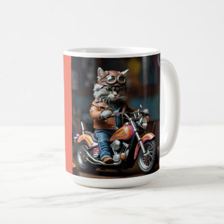 Taza De Café Gato Adorable en motocicleta Café Mug