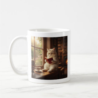 Taza De Café Gato Adorable Leyendo