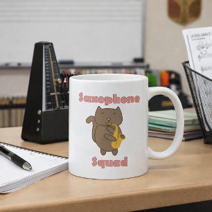 Taza De Café Gato Adorable Tocando Saxofón “Saxophone Squad” Mú