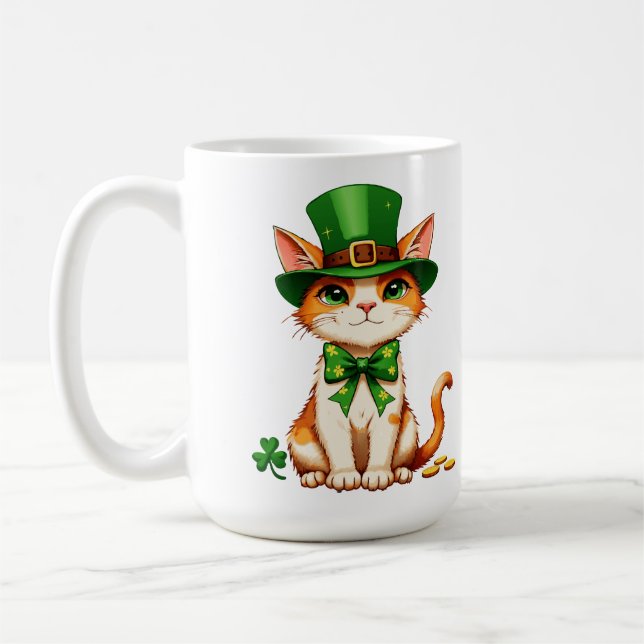 Taza De Café Gato afortunado del Día de San Patricio (Izquierda)
