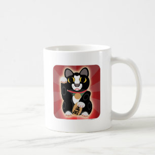 Taza De Café Gato afortunado del smoking en casa