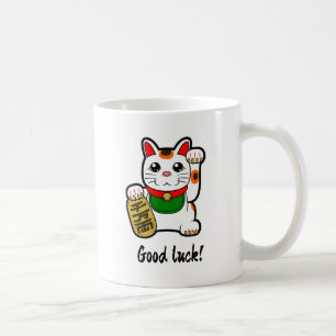 Taza De Café Gato afortunado japonés "Buena suerte"
