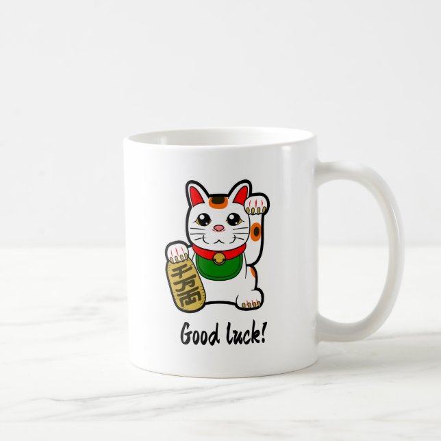 Taza De Café Gato afortunado japonés "Buena suerte" (Derecha)
