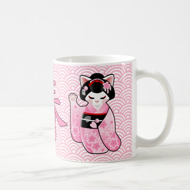 Taza De Café Gato afortunado japonés Maiko de Kokeshi Maneki (Derecha)
