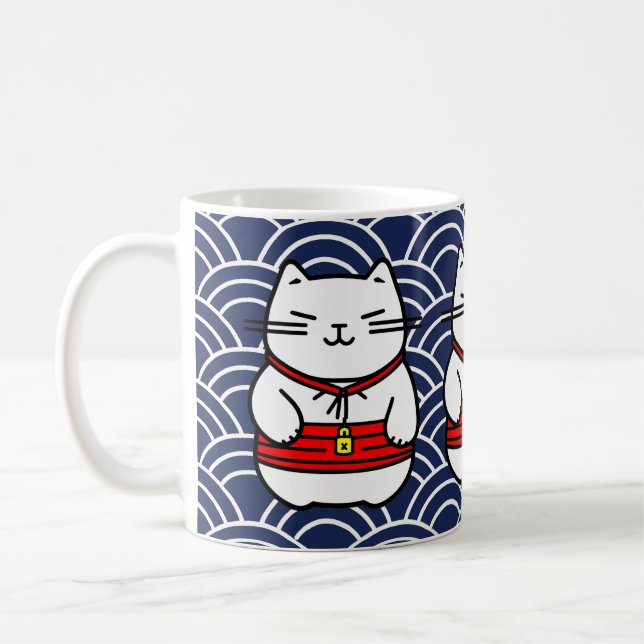 Taza De Café Gato afortunado japonés o Maneki-Neko (Izquierda)