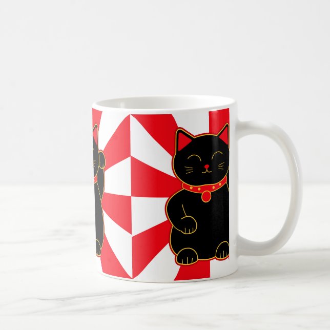 Taza De Café Gato afortunado negro (Derecha)