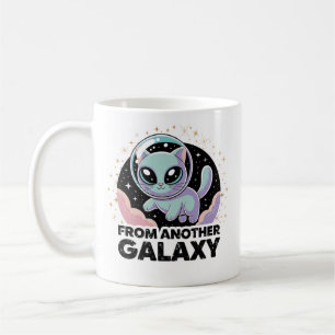 Taza De Café Gato Alien Diseño Cósmico Arte Espacial Gatito Cie