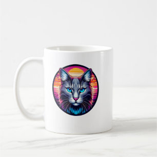 Taza de Café Gato Amanecer de Ojos Azules