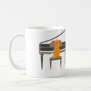 Taza De Café Gato amante de la música tocando el piano