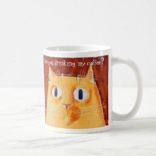 Taza De Café Gato anaranjado confrontacional con los ojos