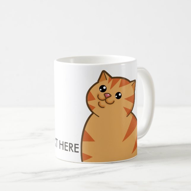 Taza De Caf Gato anaranjado gordo feliz