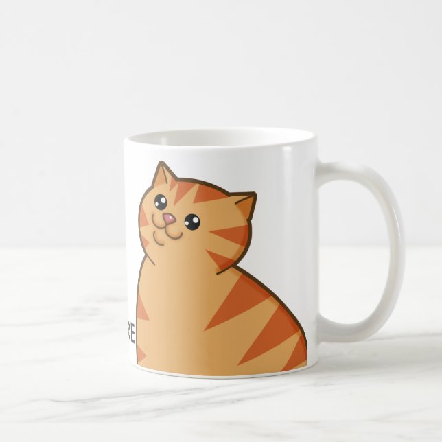 Taza De Café Gato anaranjado gordo feliz (Derecha)