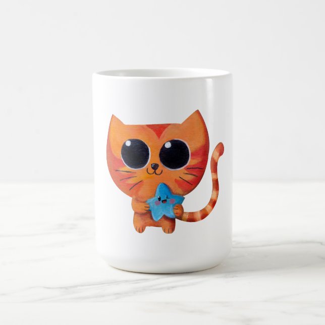 Taza De Café Gato anaranjado lindo con la estrella (Centro)